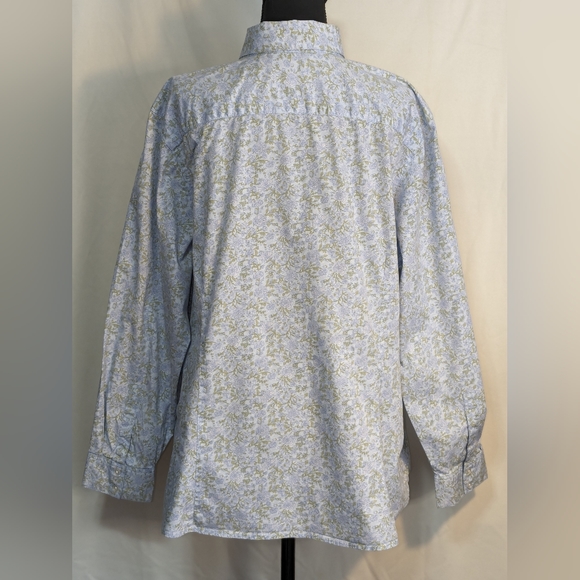 Eddie Bauer Floral Blue Print women's long sleeve button down shirt XXL H-1 - Picture 4 of 12